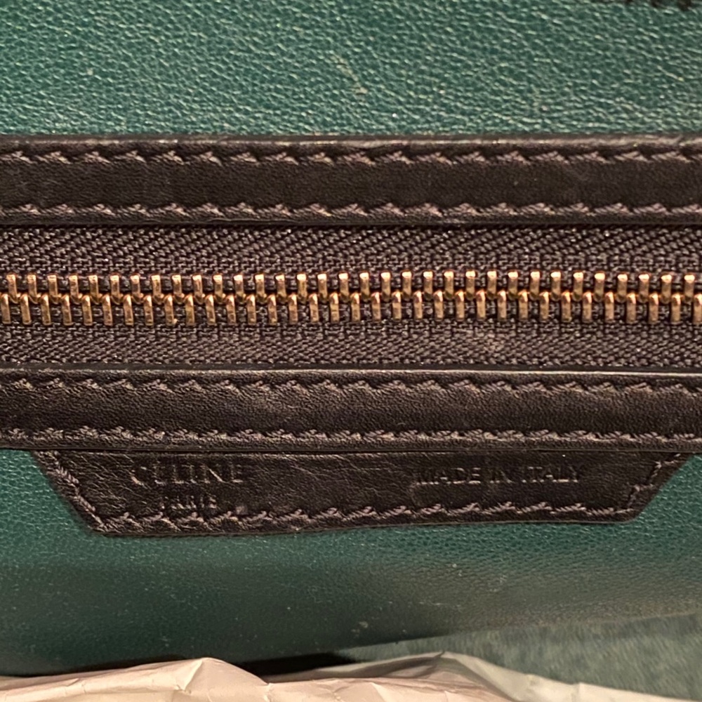 CELINE Mini Luggage Tote - Bicolor Black & Emerald Green Calfskin - Picture 6 of 9